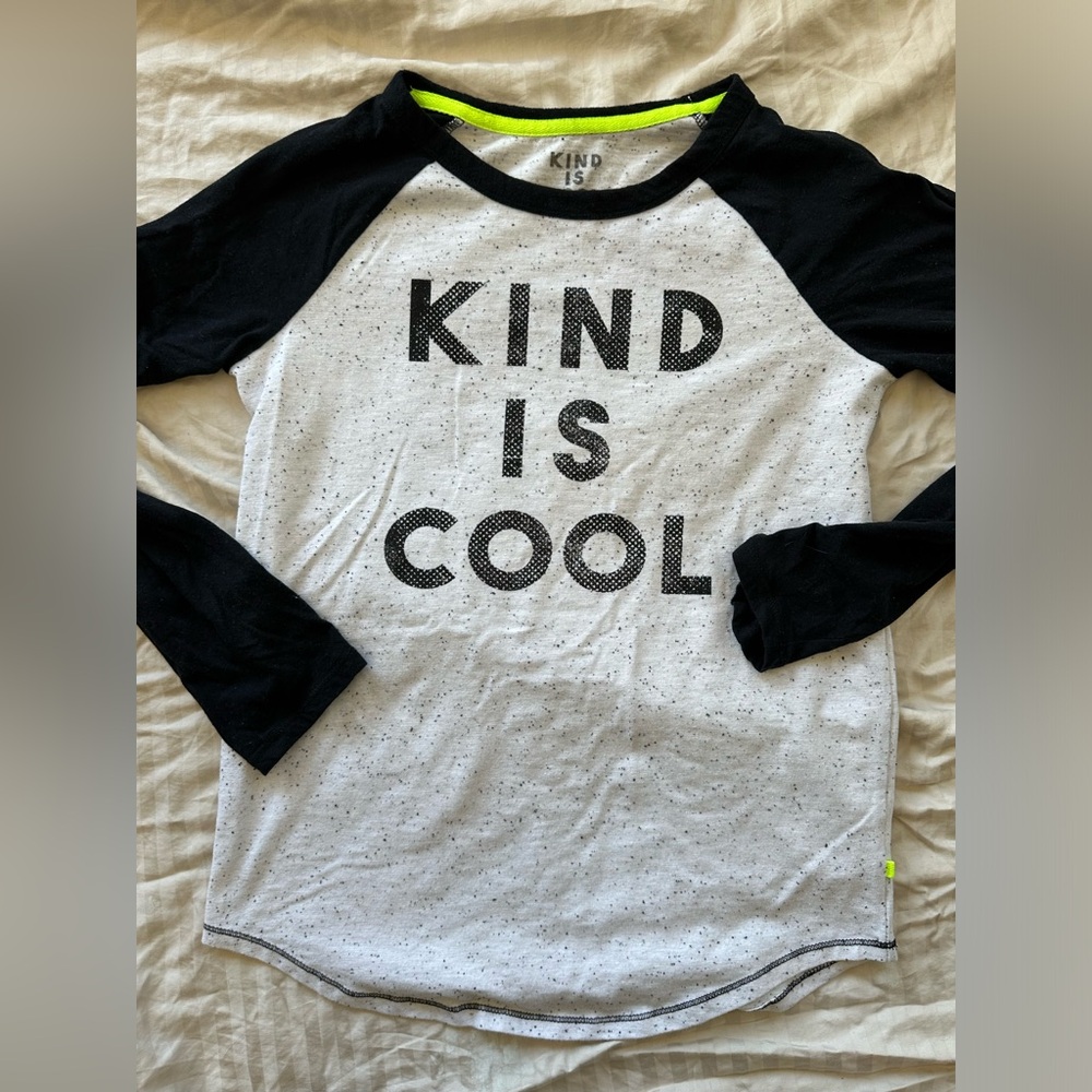 Kind is Cool Girl’s XL Black and White Long sleeve Shirt Great Condition